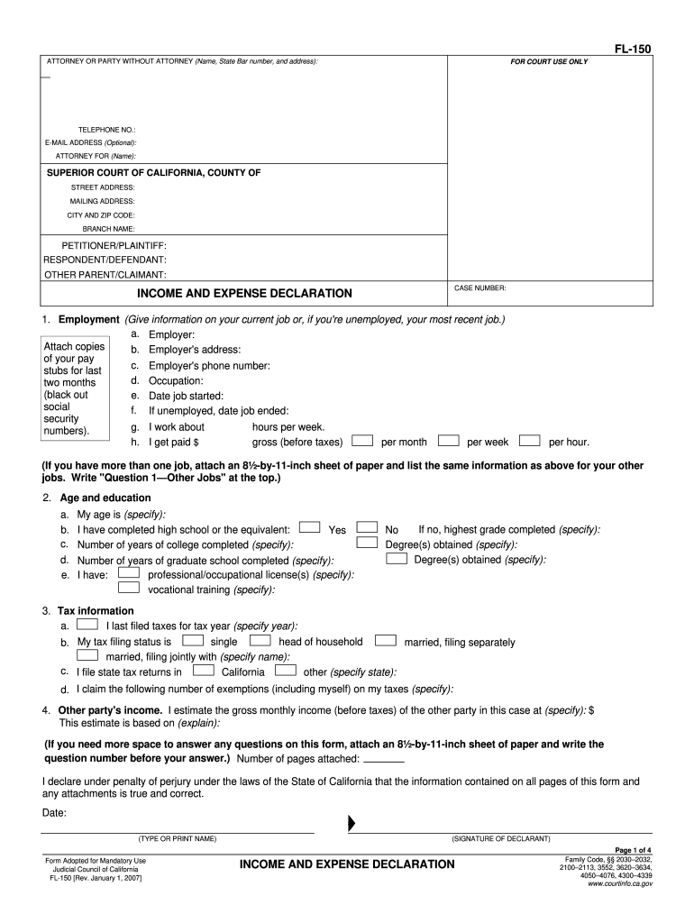 Fl 150 Form 2007